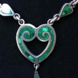 Unusual Mexican Turquoise & Silver necklace made in Taxco